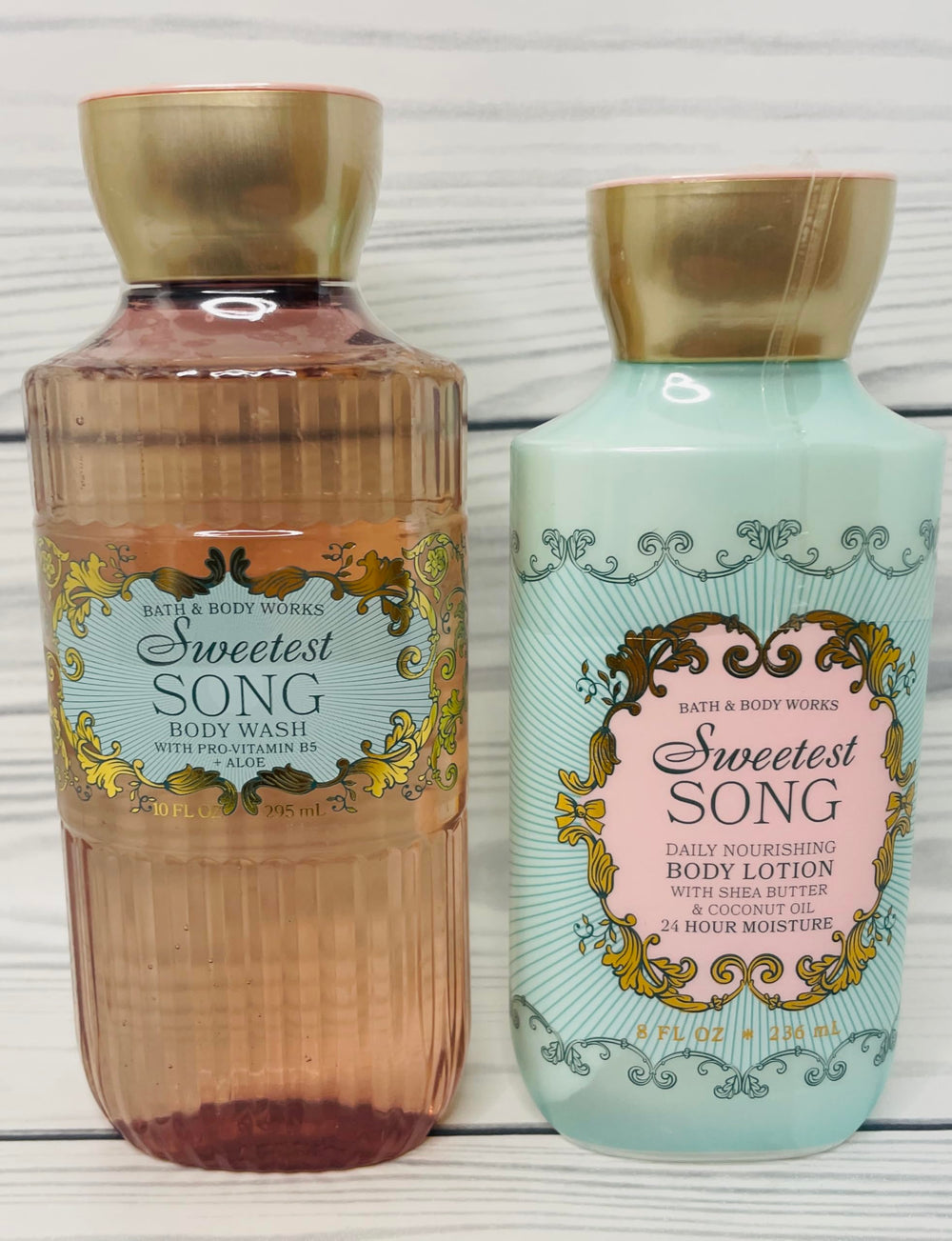 Bath & Body Works Sweetest Song body gel wash bottle for refreshing cleanse with Pro-Vitamin B5