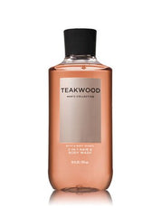 Bath and Body Works Teakwood gift set packaging ideal for gifting, featuring a full routine in one.