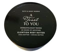 Bath & Body Works Toast To You Glowtion jar lid and shimmering cream