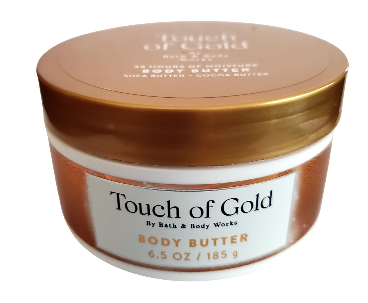 Bath & Body Works Touch of Gold whipped body butter in a tub for long-lasting moisture.