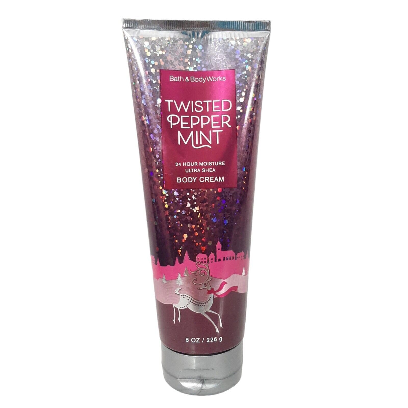 Bath and Body Works Twisted Peppermint 8 oz tube texture swirl for moisturizing feel.