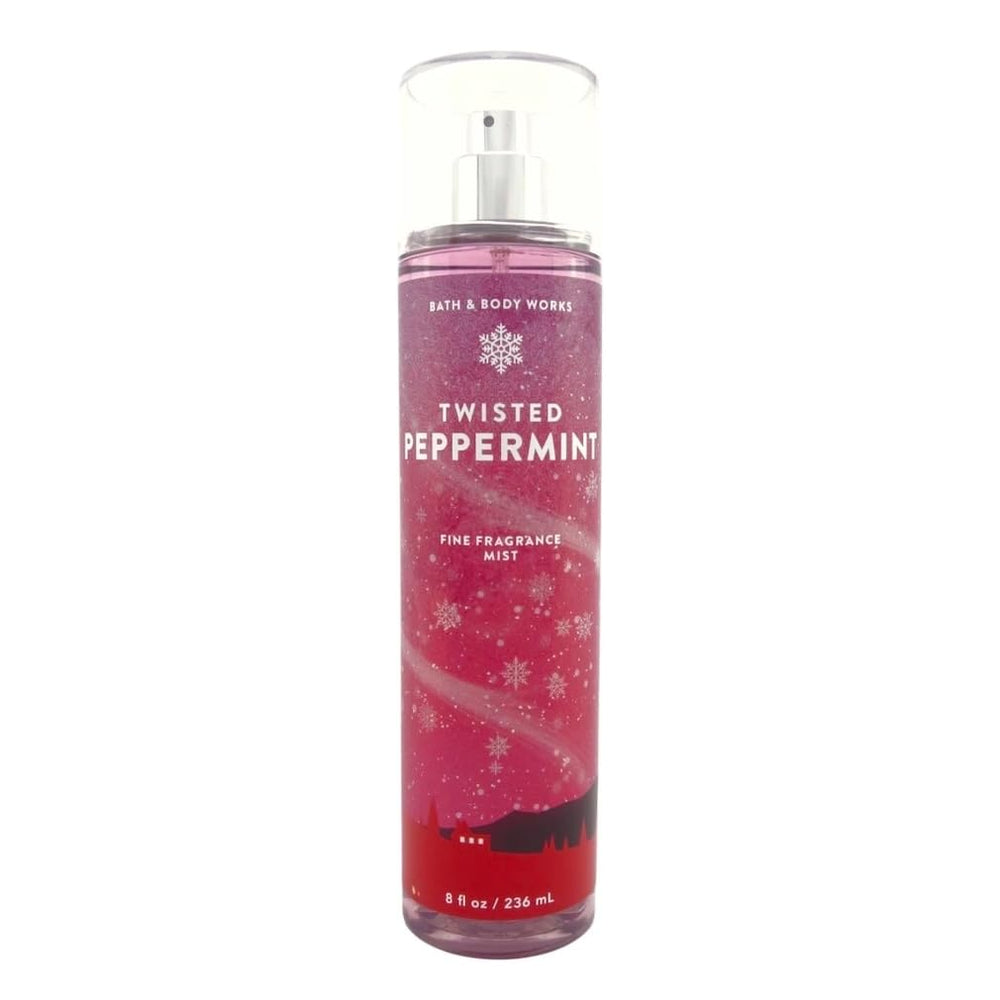 Bath & Body Works Twisted Peppermint fragrance mist bottle refreshes skin and mood after a shower