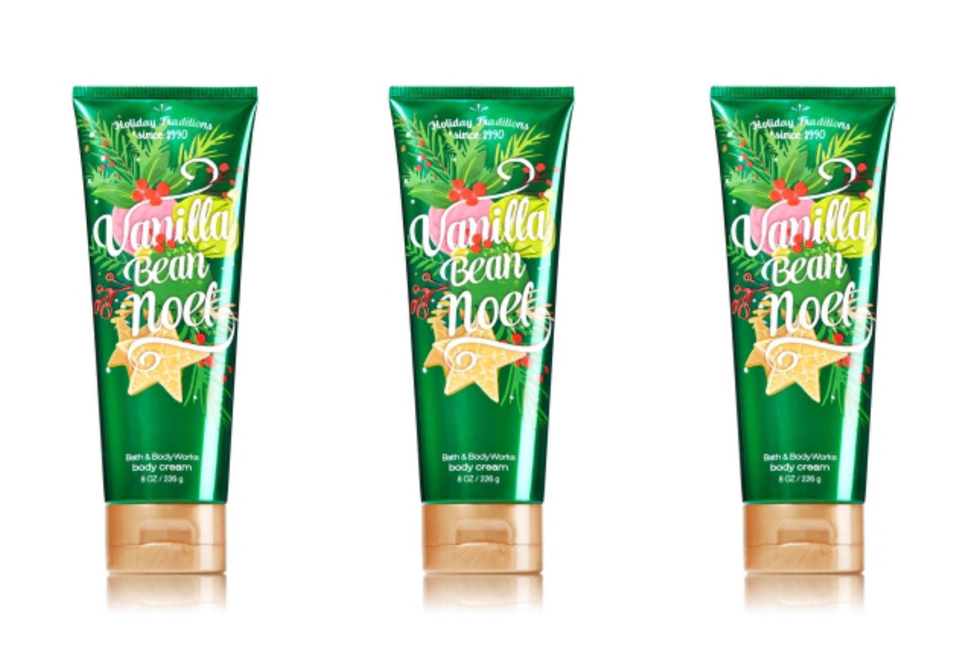 Bath & Body Works Vanilla Bean Noel body cream 8 oz trio bottle for daily hydration