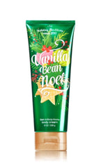 Bath & Body Works Vanilla Bean Noel trio packaging shows moisture-rich formula