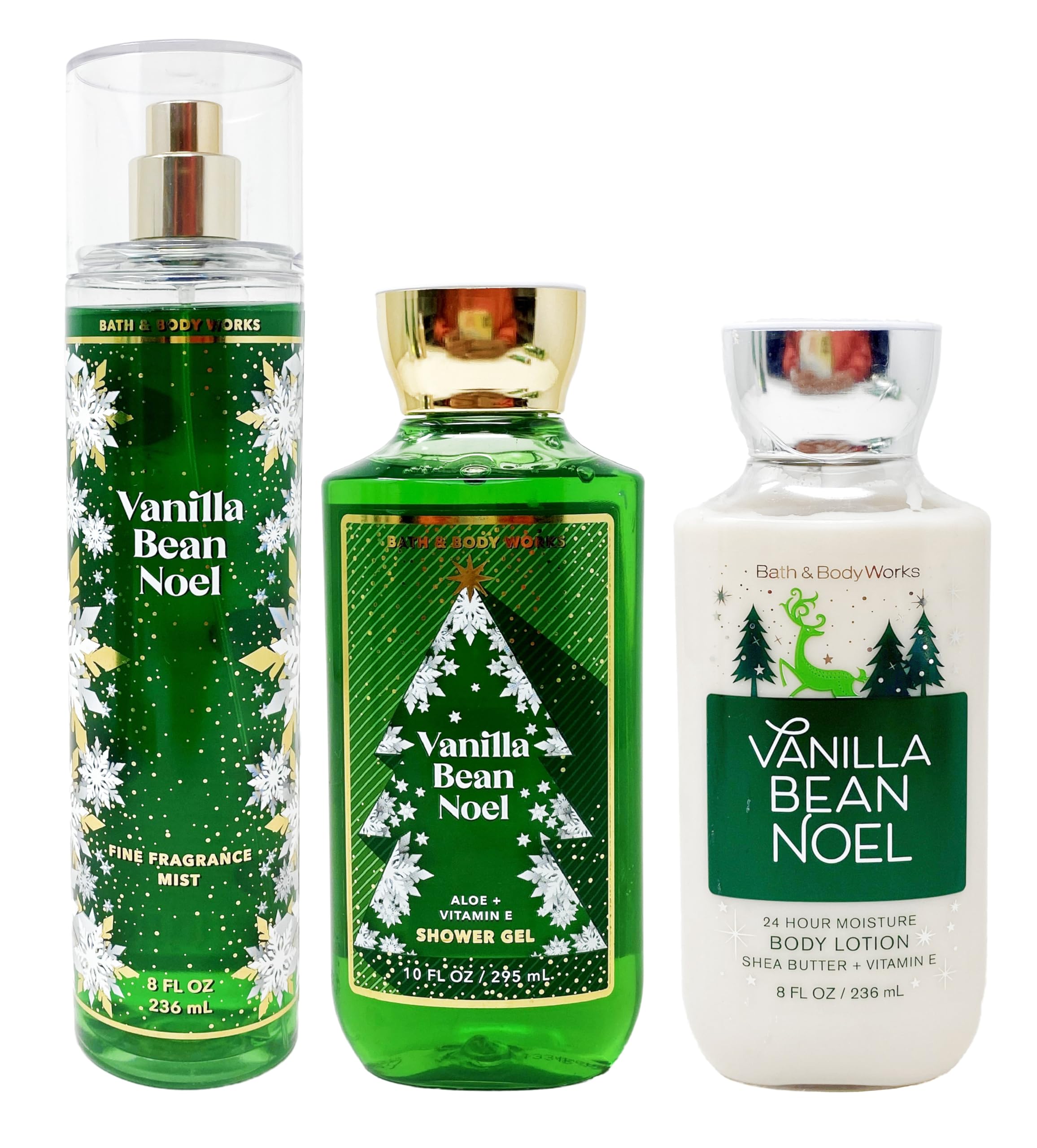 Bath & Body Works Vanilla Bean Noel shower gel bottle for creamy daily cleansing.