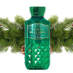Vanilla Bean Noel Shower Gel pour image suggesting quick wash and inviting fragrance.