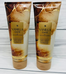 Bath & Body Works Vanilla Café pack of 2 showing two jars arranged for hydration and value