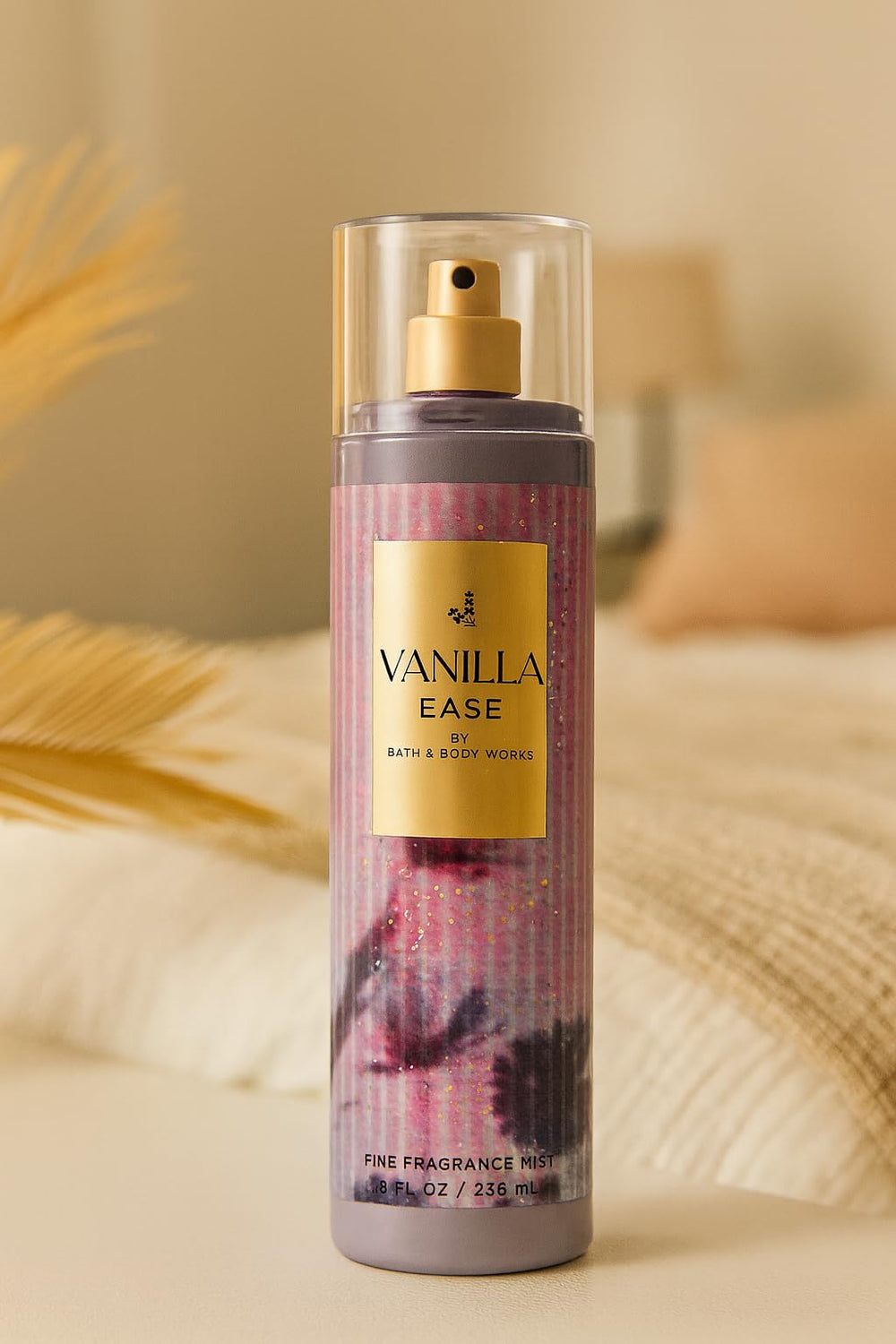 Bath and Body Works Vanilla Ease fragrance mist spray, long-lasting light scent for quick refreshment.