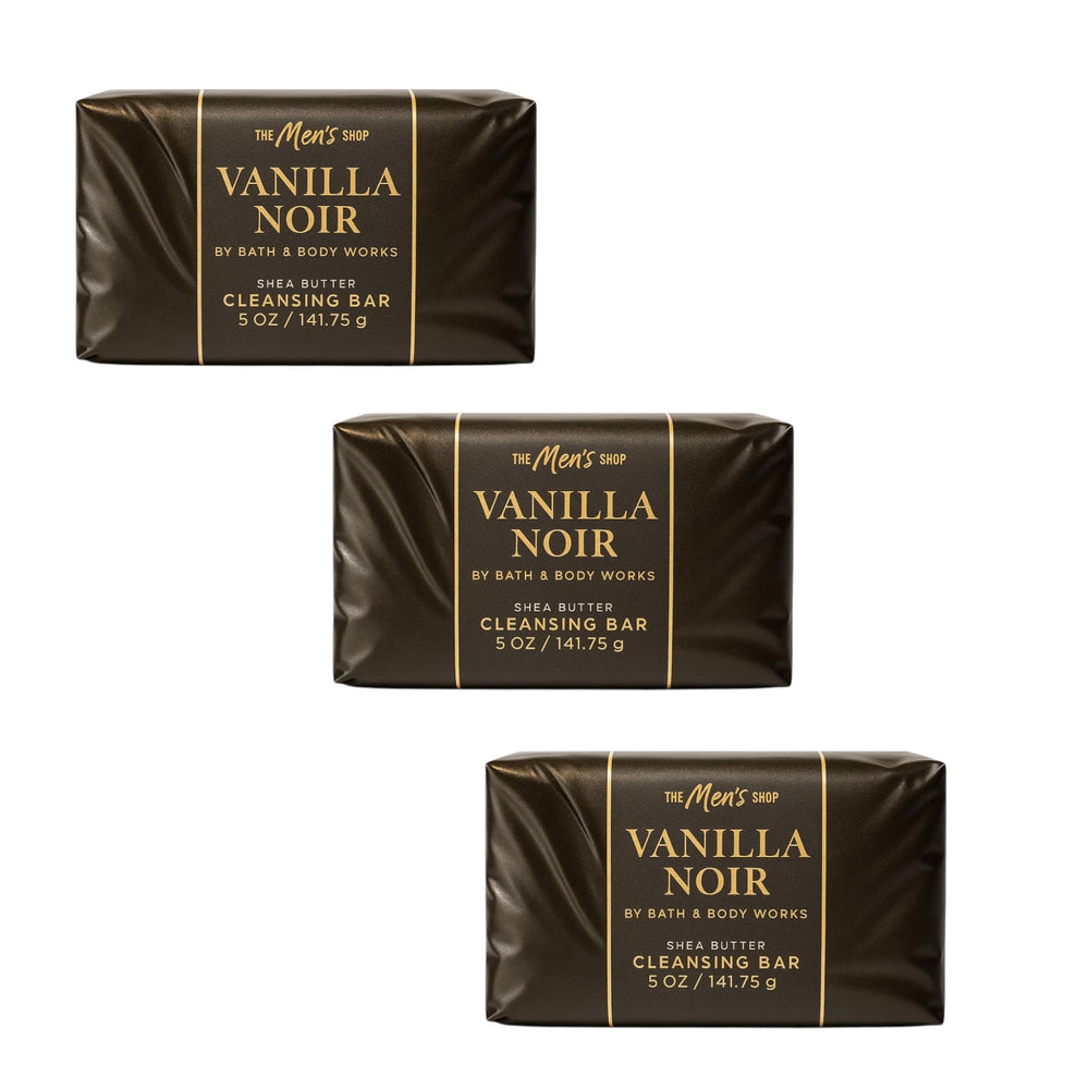 Bath & Body Works Vanilla Noir cleansing bar 3-pack pack-shot highlighting value and scent
