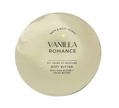 Bath and Body Works Vanilla Romance whipped body butter jar showing rich texture for lasting moisture.