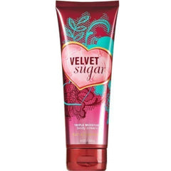 Bath and Body Works Velvet Sugar cream jar label display highlights premium branding.