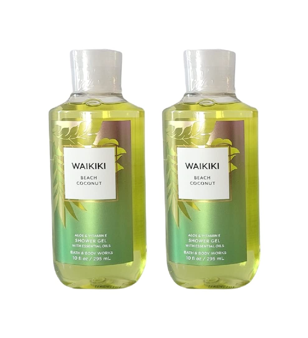 Bath and Body Works Waikiki Beach Coconut shower gel 2-pack moisturizes skin with shea butter and aloe.