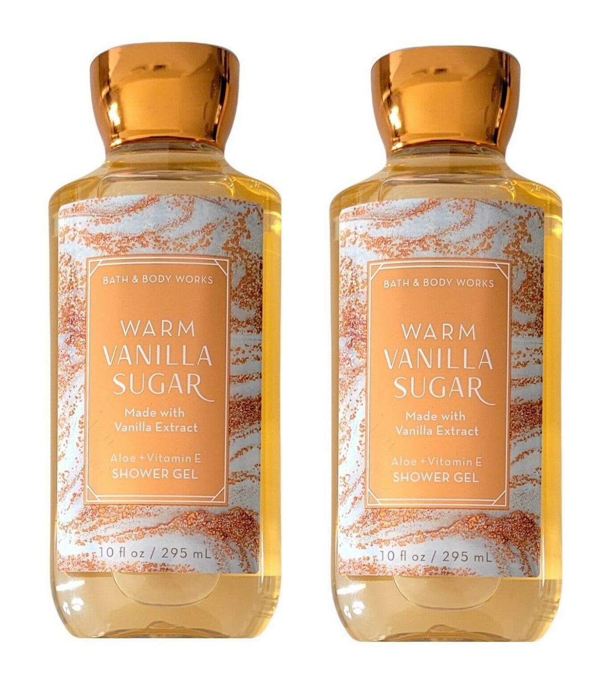 Bath & Body Works Warm Vanilla Sugar shower gel bottle showcasing vanilla orchid notes for daily use.