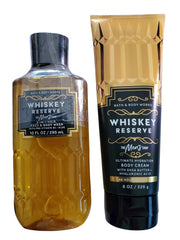 Bath & Body Works Whiskey Reserve 3-in-1 bottle pour with crisp apple and whiskey scent for daily grooming.