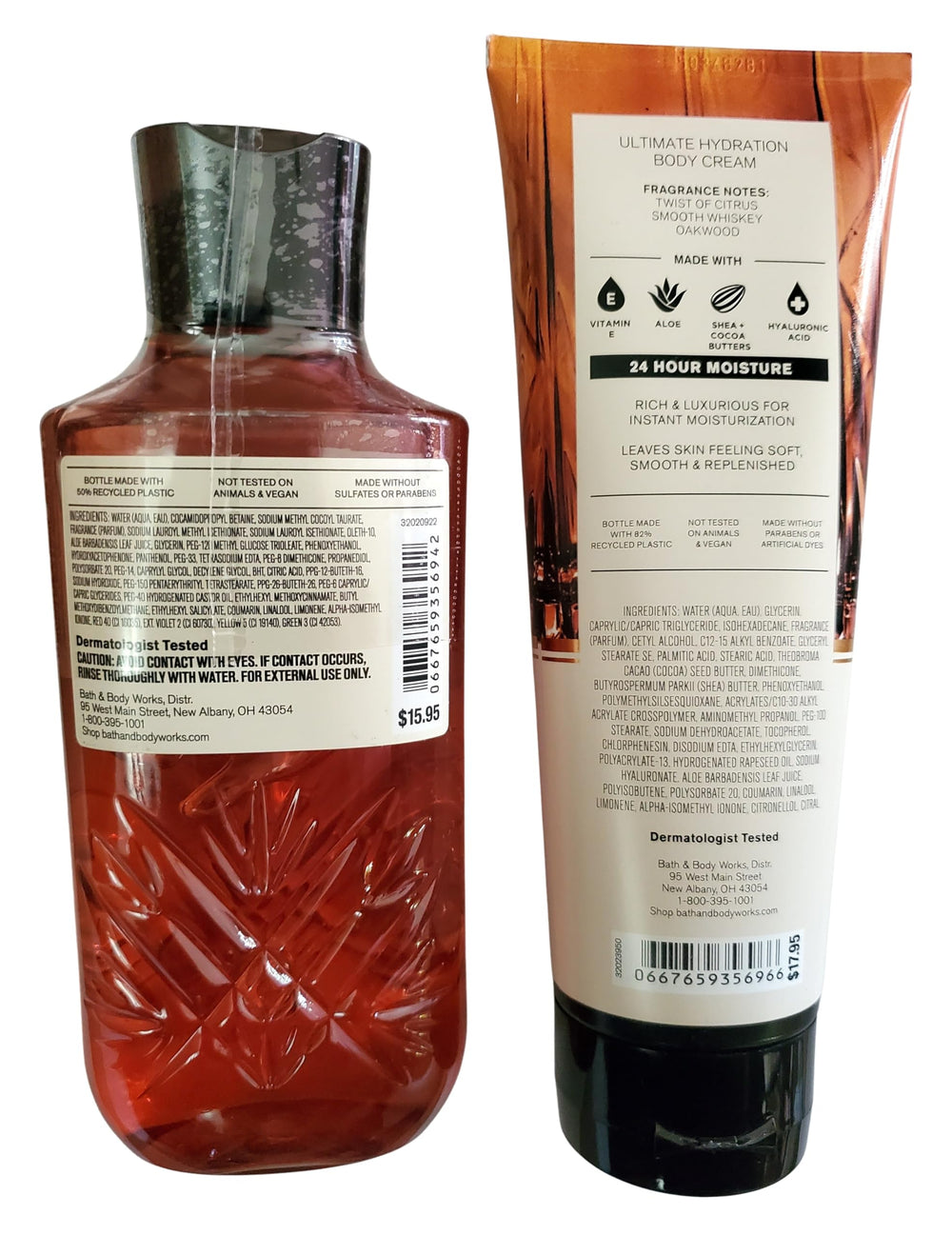 Bath & Body Works Whiskey Toast body wash close-up highlights Pro-Vitamin B5 hydration