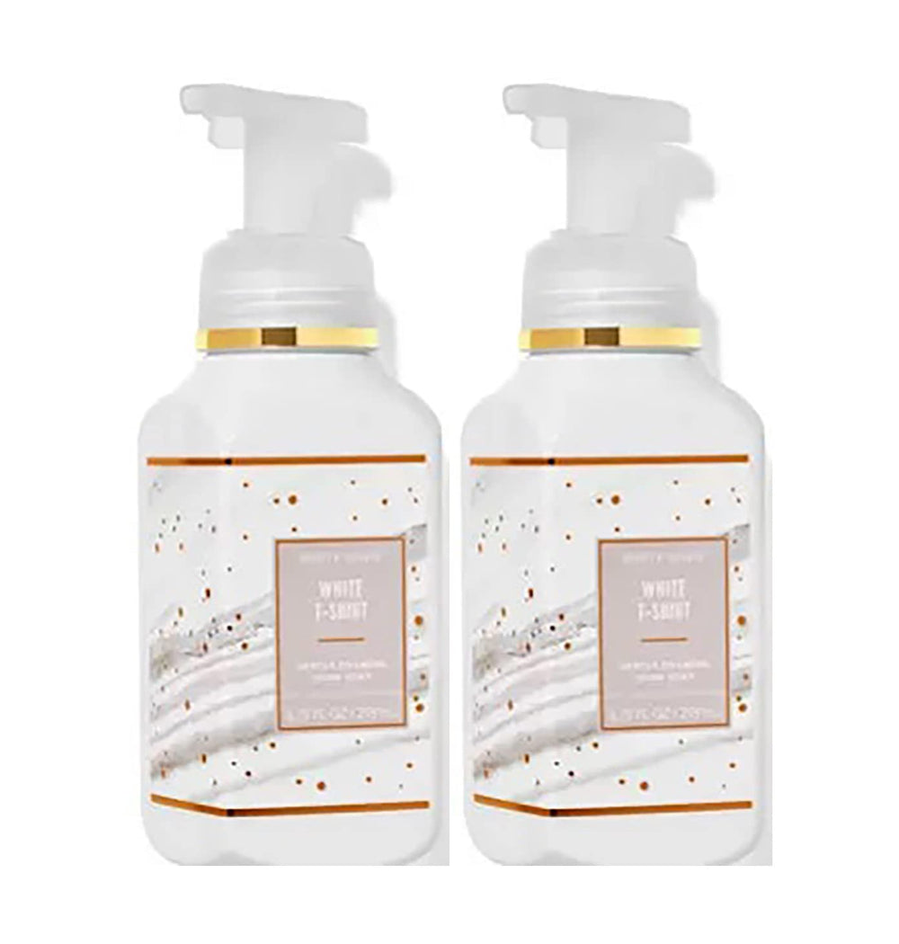 Bath & Body Works White T-Shirt soap bottles in a 2-pack with creamy foam for gentle everyday use.