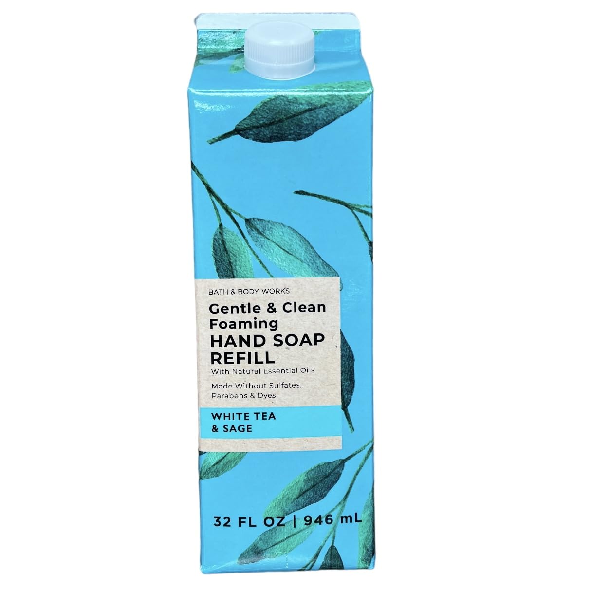 Bath & Body Works White Tea & Sage refill bottle for gentle cleansing at home.