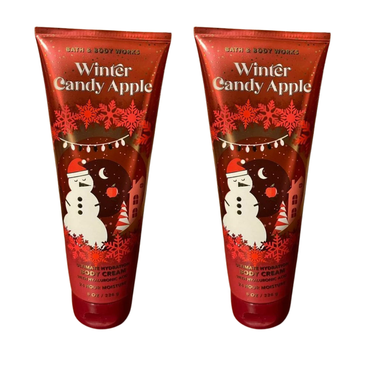 Bath & Body Works Winter Candy Apple 2-pack cream, front view, rich hydration.