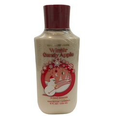 Bath & Body Works Winter Candy Apple lotion bottle — quick absorption for soft skin