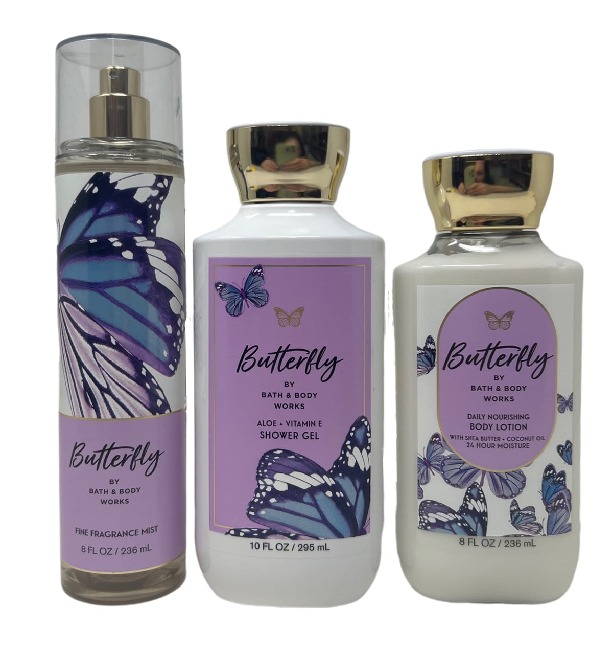 Bath & Body Works Butterfly trio pack image illustrating layered fragrance and hydrating skincare.