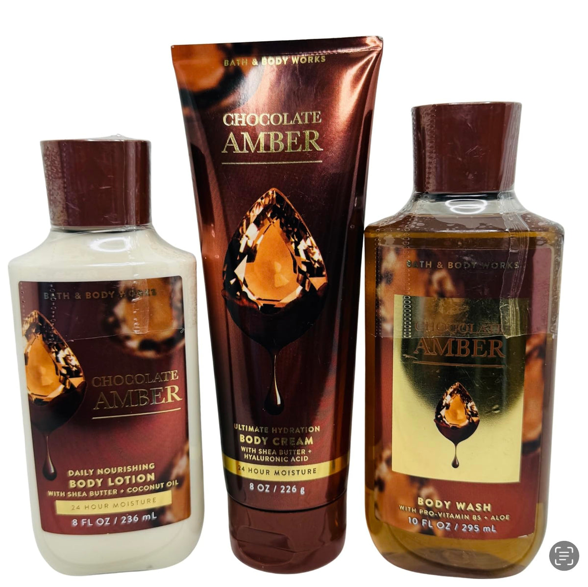 Bath & Body Works Chocolate Amber Gel Wash bottle for a luxurious cleanse.