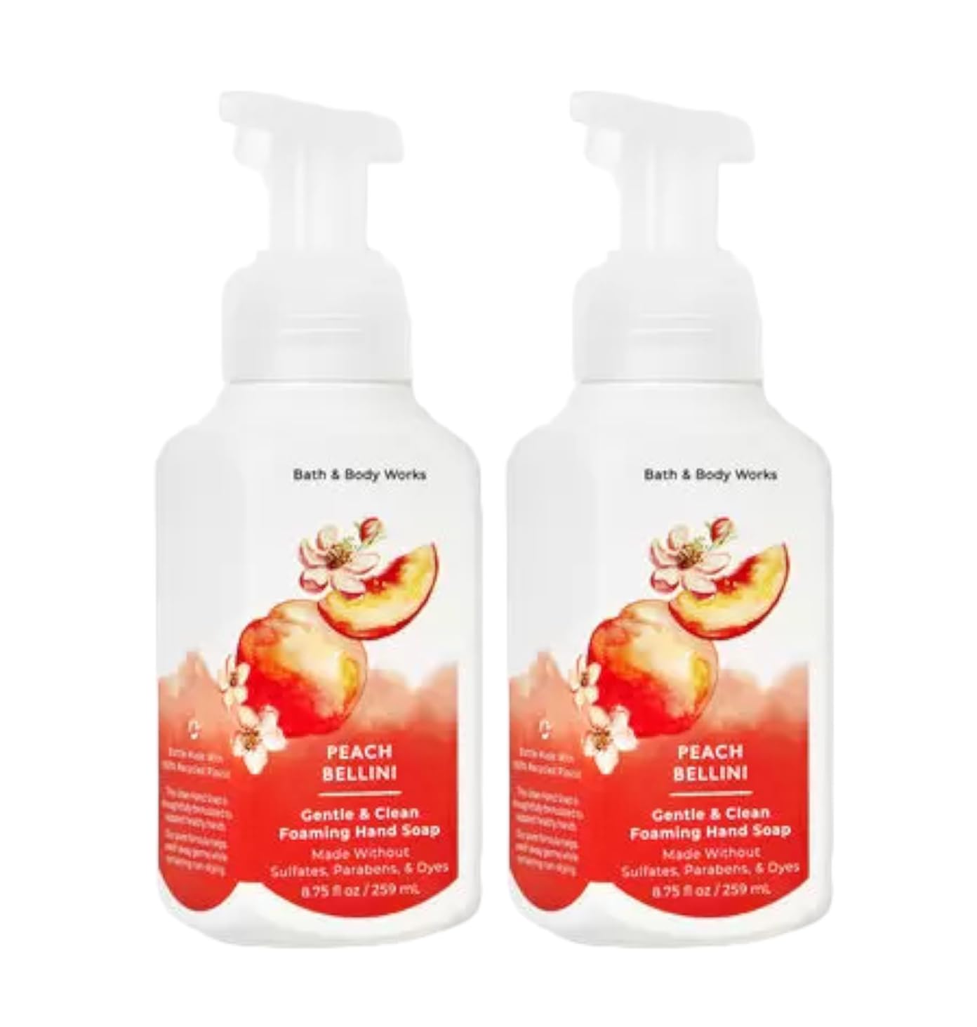 Bath and Body Works Gentle Foaming Hand Soap Peach Bellini bottle for soft, clean hands.