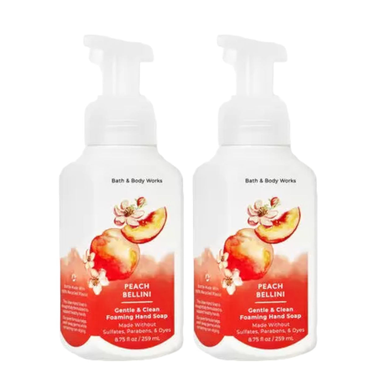 Bath and Body Works Gentle Foaming Hand Soap Peach Bellini bottle for soft, clean hands.