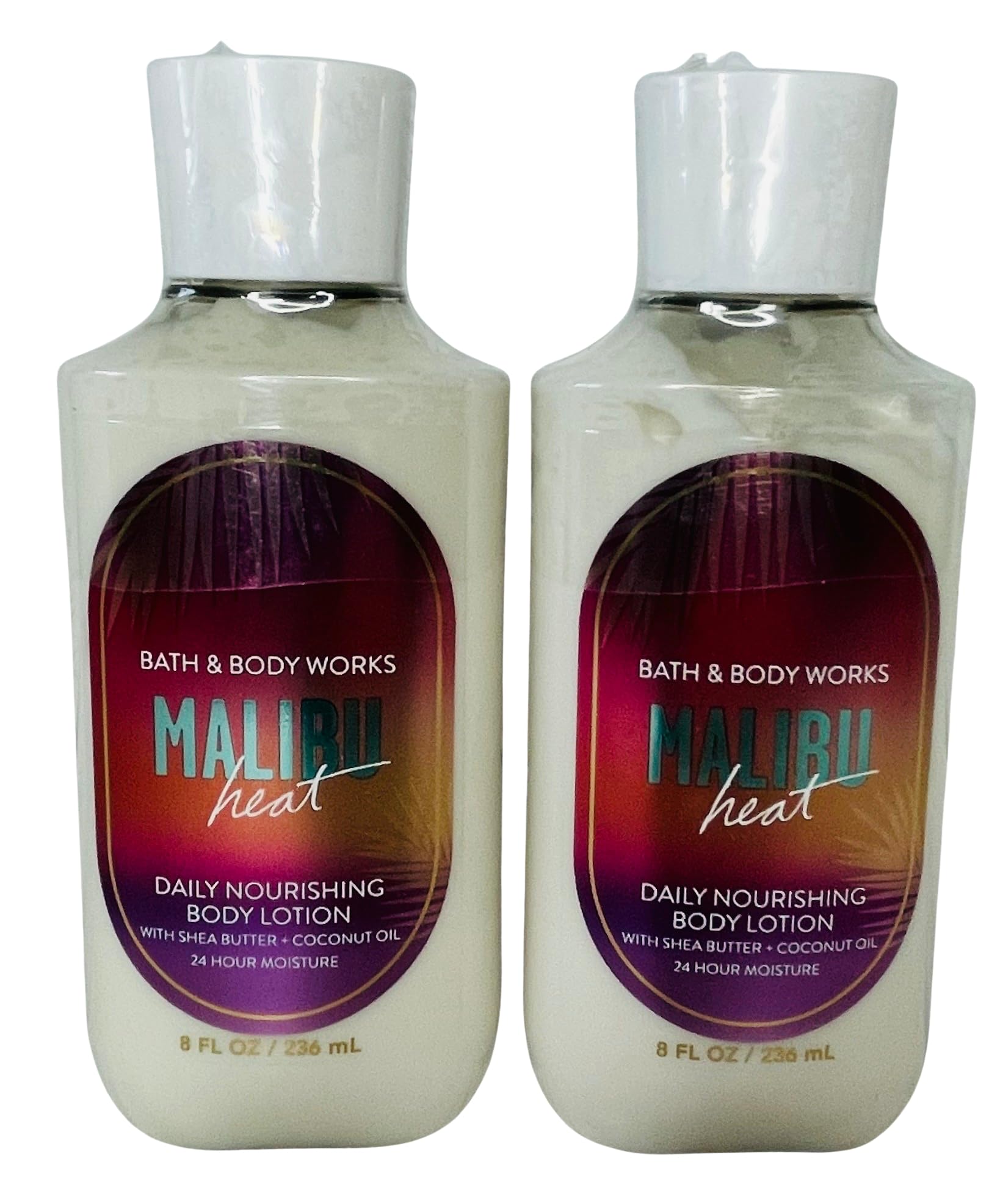 Bath & Body Works Malibu Heat 2-pack bottle display for beach-ready hydration.