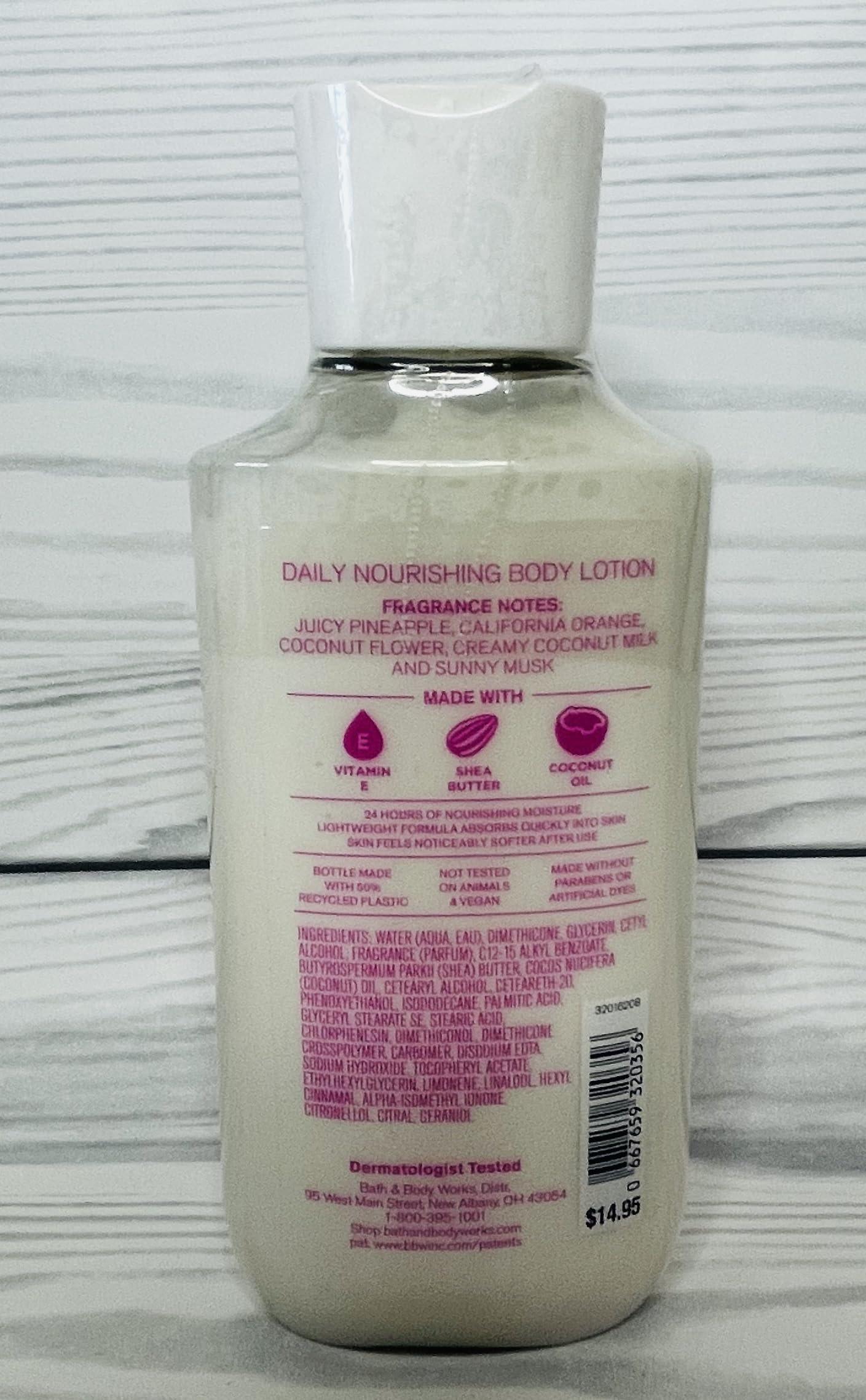 Bath & Body Works Malibu Heat lotion texture close-up showing creamy moisture.