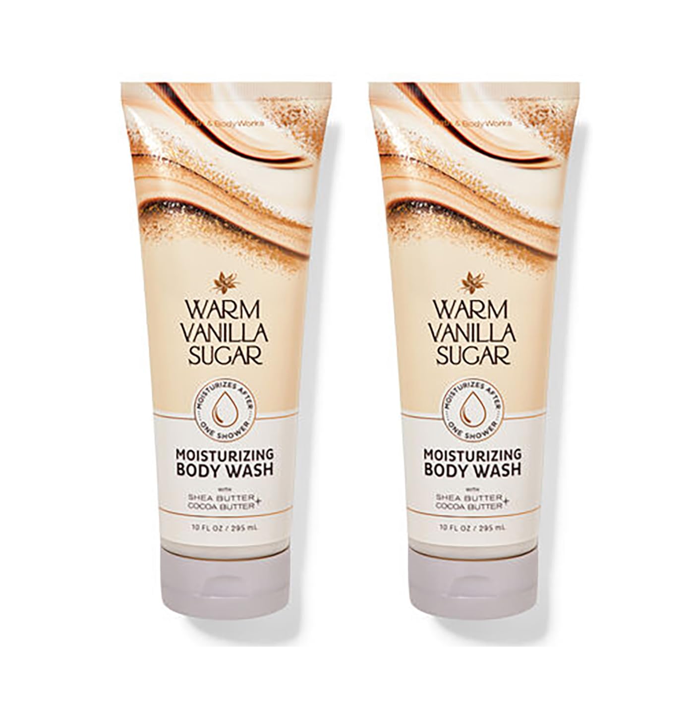 Bath & Body Works moisturizing body wash bottle with warm vanilla sugar for lasting hydration.