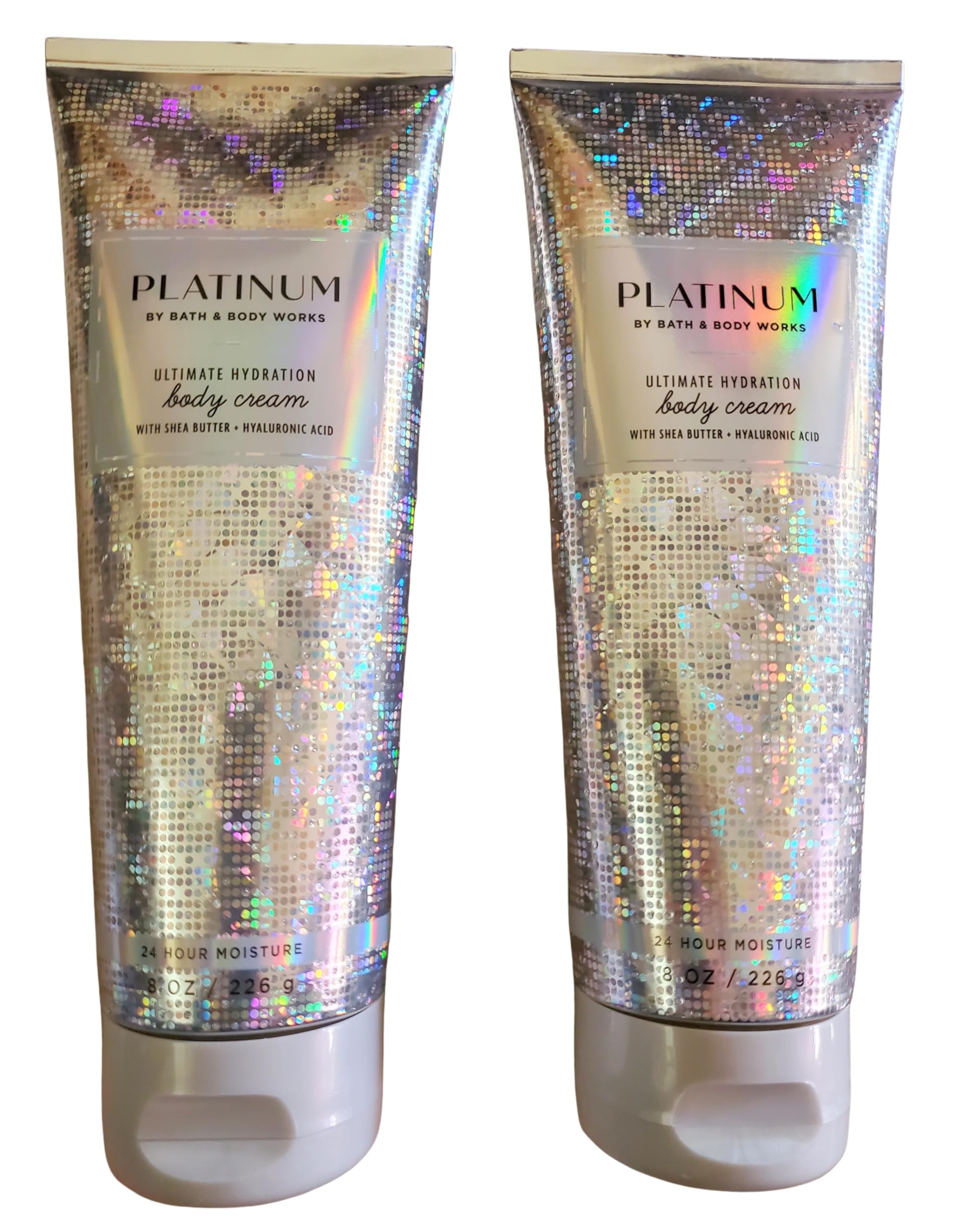 Bath & Body Works Platinum Ultimate Hydration Body Cream image highlighting the scent notes for a refined aroma