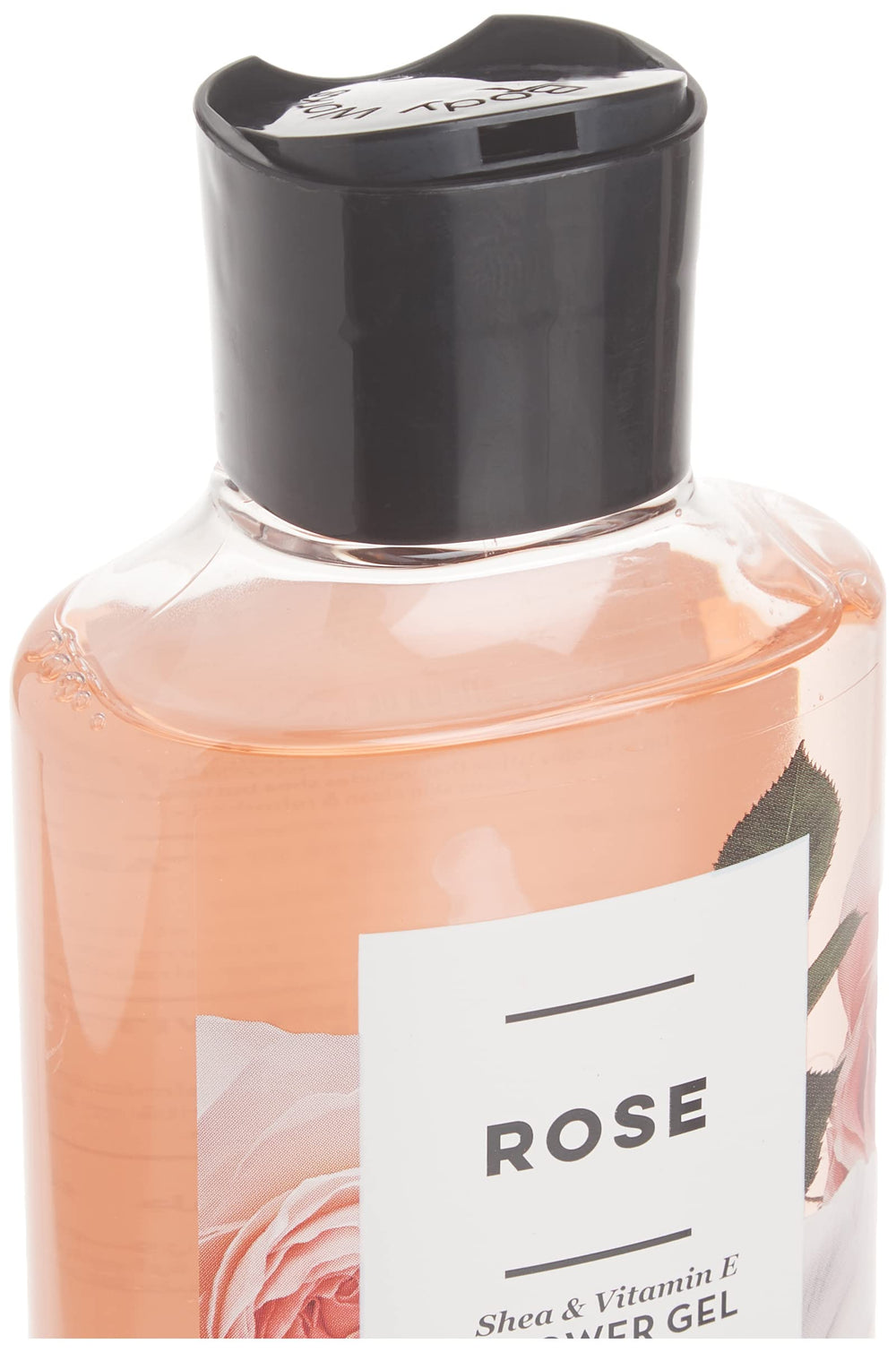 Bath and Body Works Rose Shea and Vitamin E Shower Gel with rosewater sensory closeup emphasizes refreshing cleanse