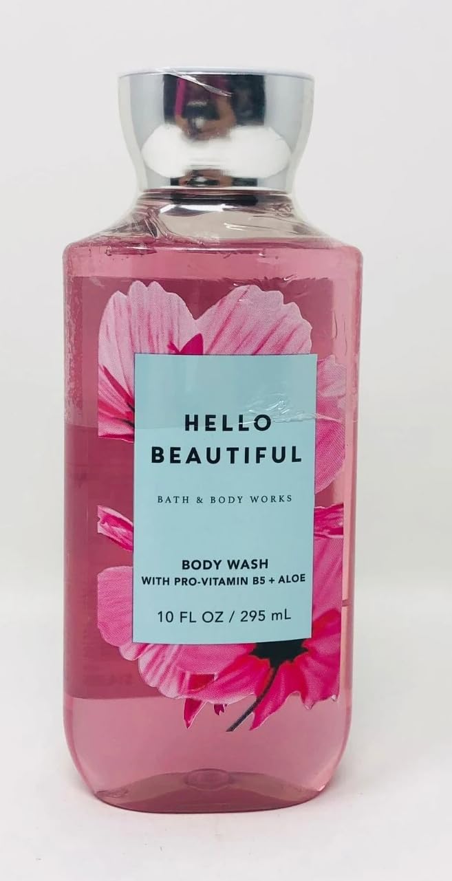 Bath & Body Works Signature Hello Beautiful shower gel bottle with long-lasting fragrance.