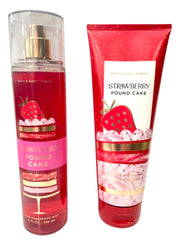Bath & Body Works Strawberry Pound Cake duo on vanity, ideal for quick morning self-care