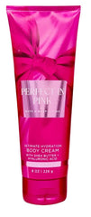 Bath & Body Works Ultimate Hydration Body Cream Perfect in Pink bottle, fast-absorbing moisture for soft skin.