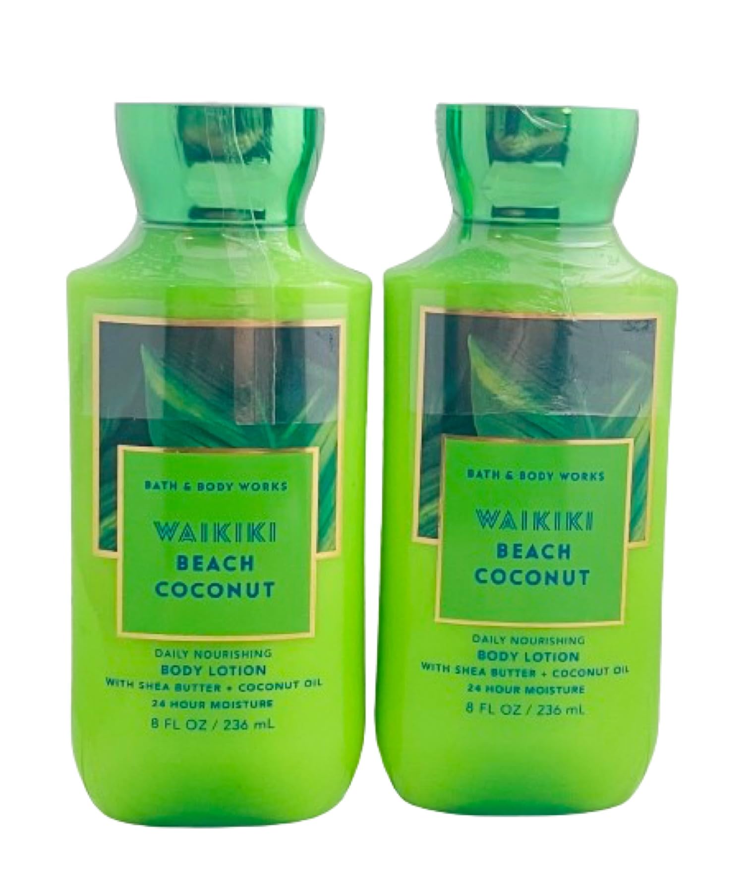 Bath and Body Works Waikiki Coconut lotion bottle, 8 oz, for daily tropical hydration.