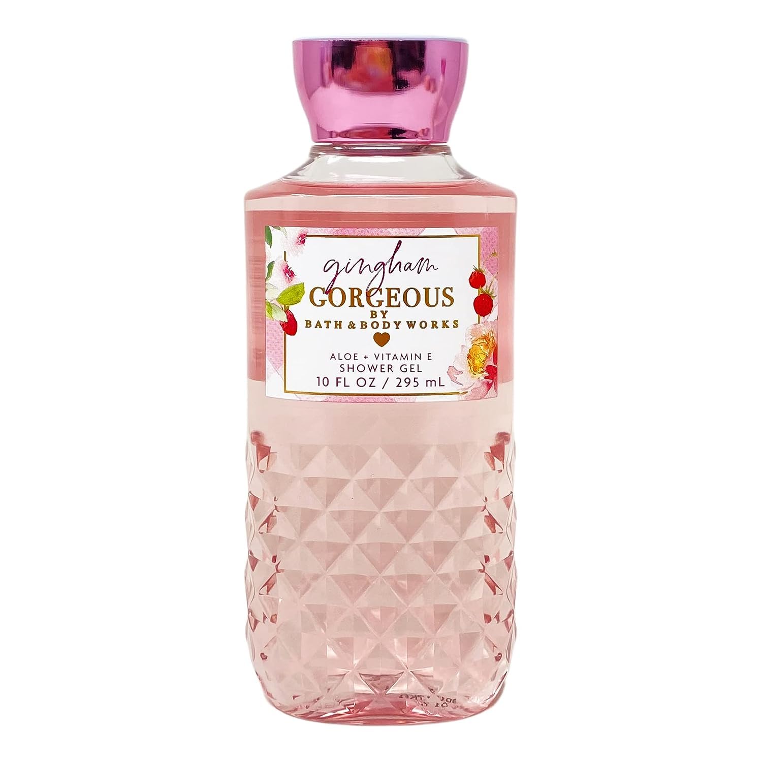 Bath and Body Works Gingham Gorgeous shower gel bottle with fruity floral scent for daily cleansing