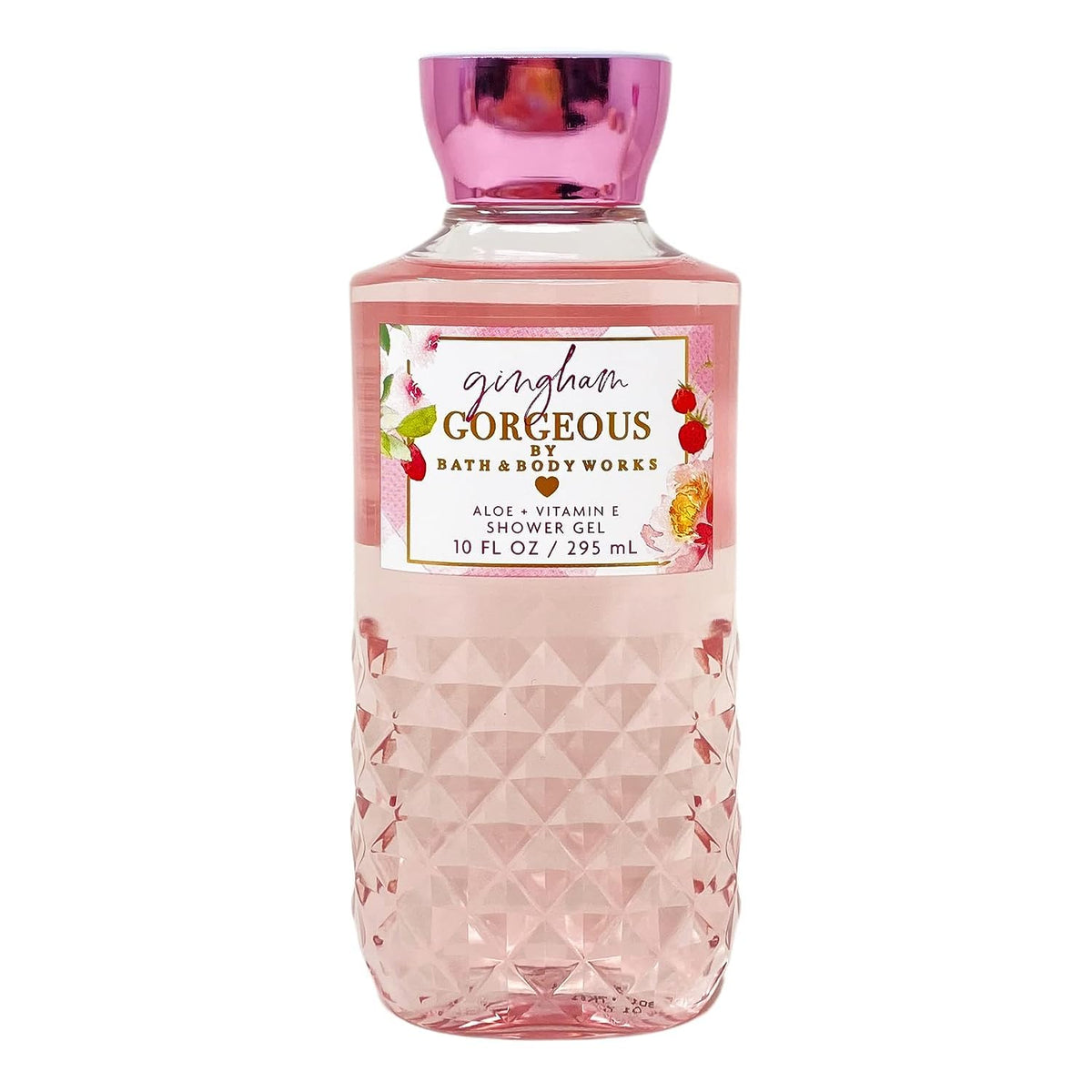 Bath and Body Works Gingham Gorgeous shower gel bottle with fruity floral scent for daily cleansing