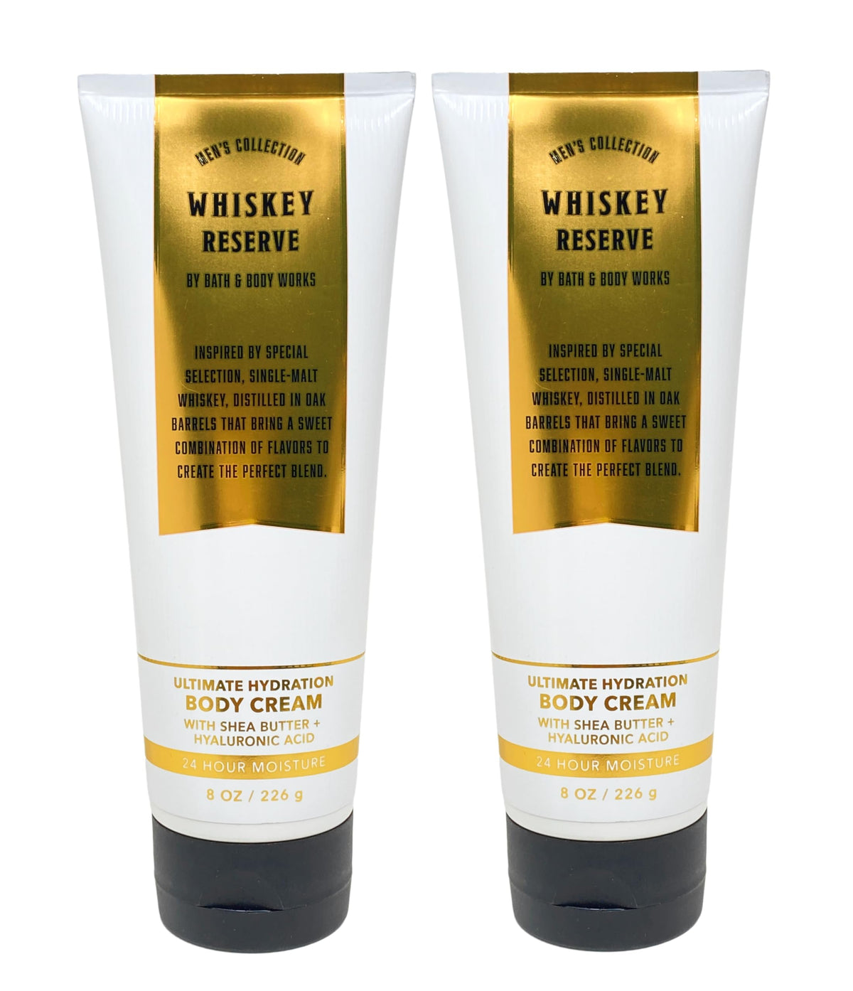 Bath & Body Works Whiskey Reserve cream bottle with 8 oz, long-lasting hydration.