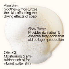 Bathing Culture ingredients close-up with aloe, shea, olive oil for nourishment