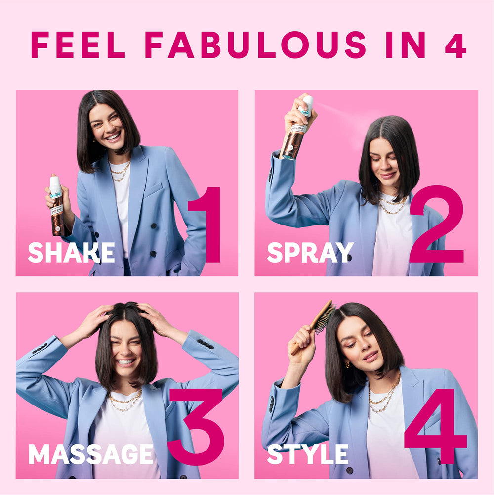 Hair before and after using Batiste Bare dry shampoo.