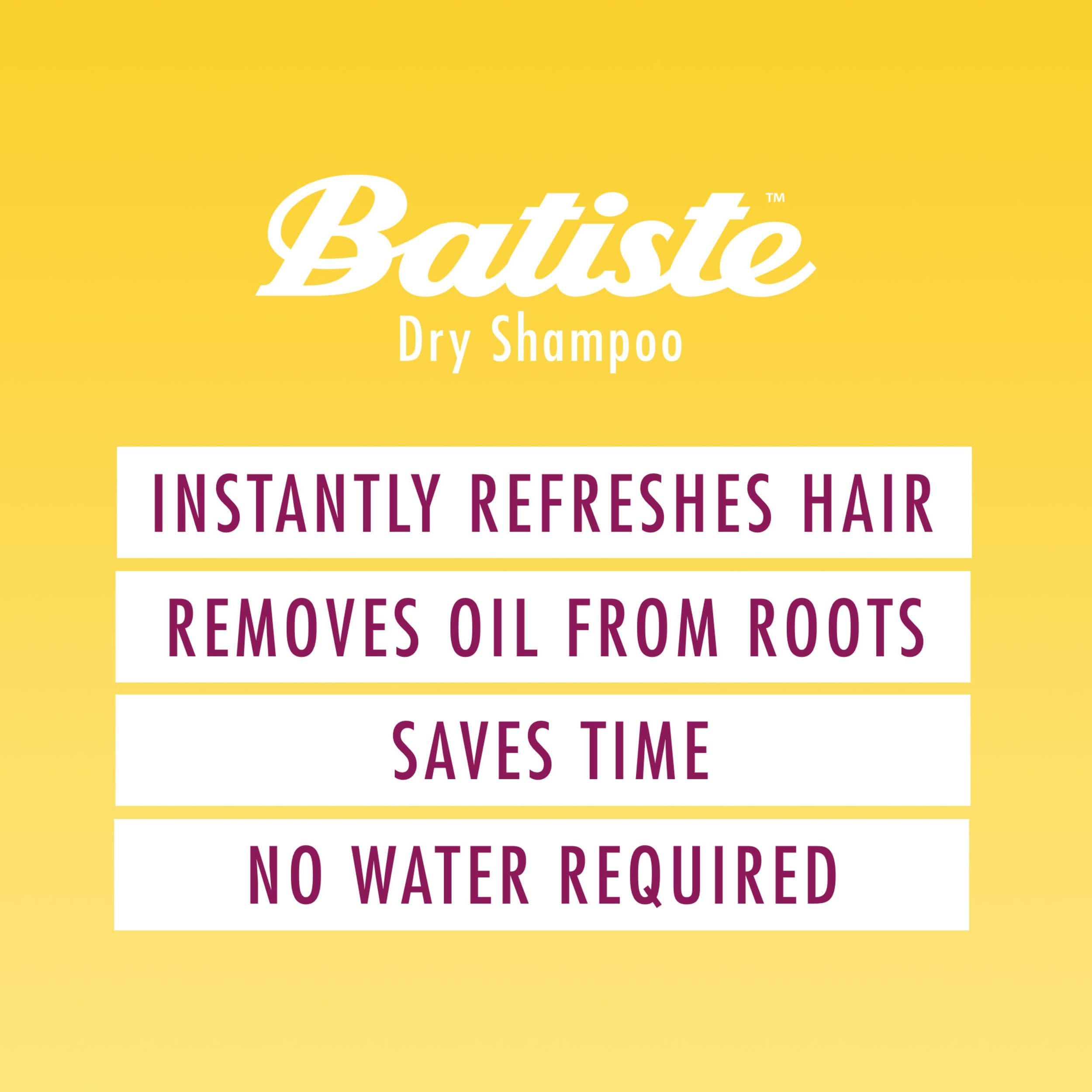 Batiste Brilliant Blonde packaging and can highlighting the waterless formula.