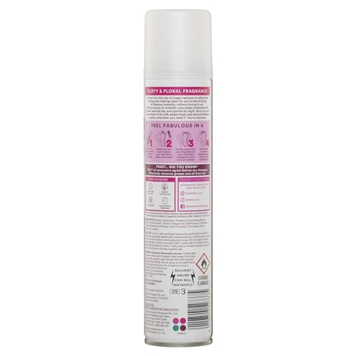Batiste Dry Shampoo Blush dispense-action close-up highlights gentle oil absorption and texture boost.