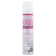 Close-up of Batiste Dry Shampoo Blush fragrance notes on bottle