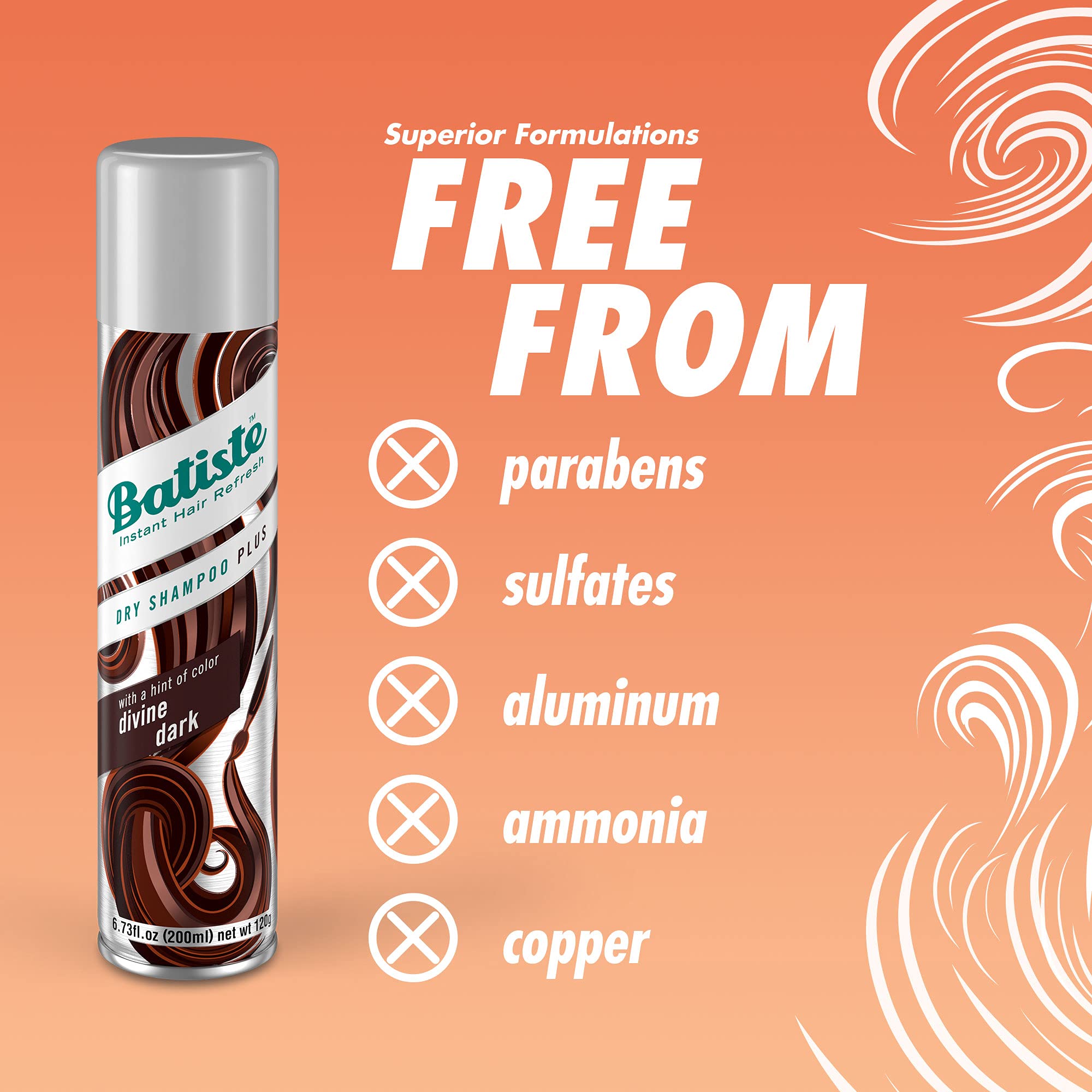 Batiste Dry Shampoo for Dark Hair fragrance splash, refreshing scent after use