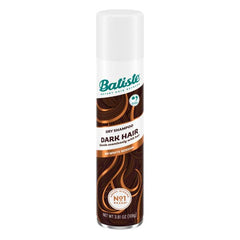 Batiste Dry Shampoo Dark Hair bottle closeup showing residue-free finish.