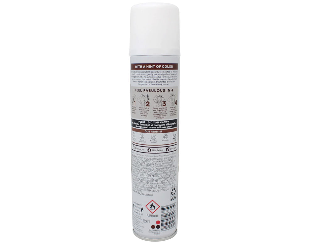 Batiste Dry Shampoo for Dark Hair dispersion shot, invisible blend on dark roots