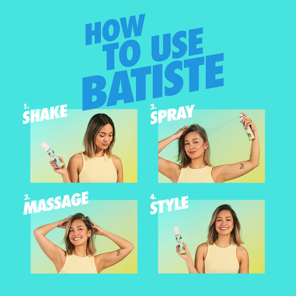 Batiste Fresh Dry Shampoo fragrance highlights pink grapefruit notes.