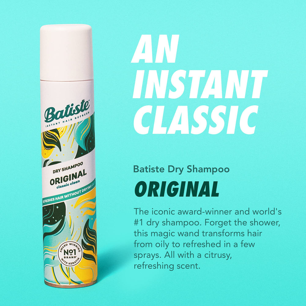 Batiste Original Dry Shampoo close up showing texture and volume boost.