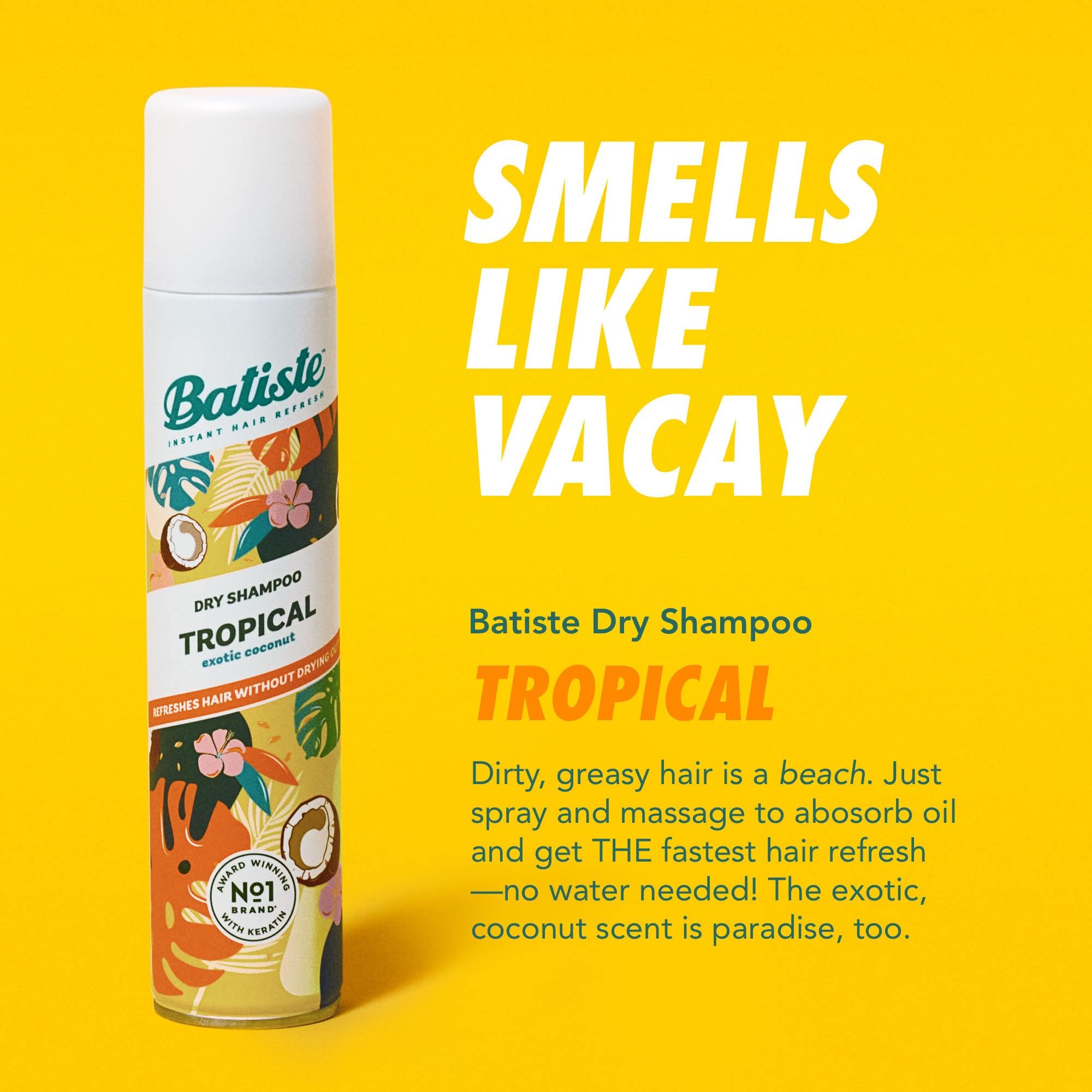 Batiste Tropical Dry Shampoo texture and volume after spray.